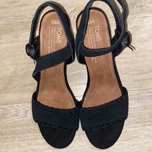 Black Toms wedge heels for women